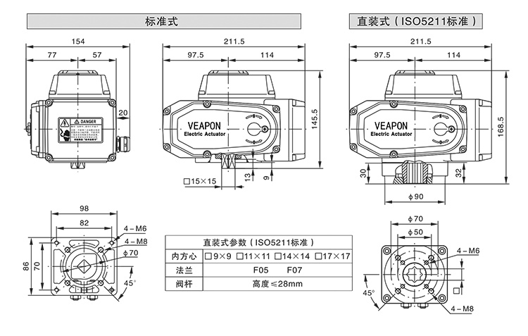 VEAPON電動絲口球閥結構圖